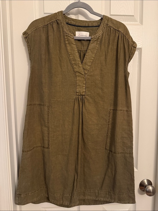 Anthropologie Dresses & Skirts - Anthropologie Olive-Textured Linen/Cotton Dress - XS